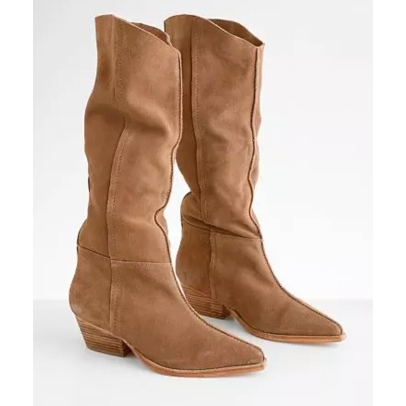 NEW FREE PEOPLE TAN SWAY LOW SLOUCH SUEDE LEATHER BOOTS SZ 36 US 5.5 6 - Picture 10 of 15